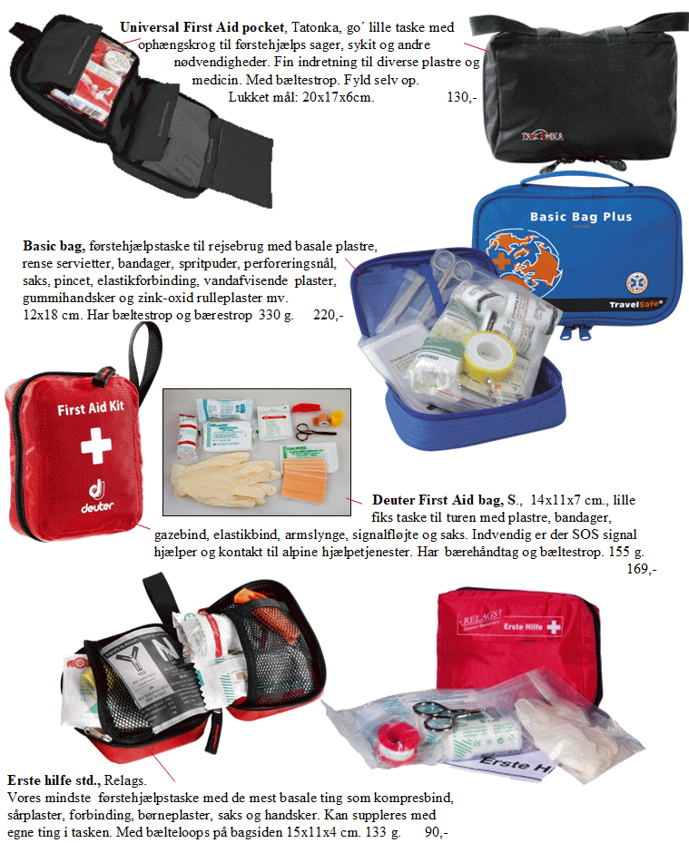 Førstehjælpstasker, first aid kits