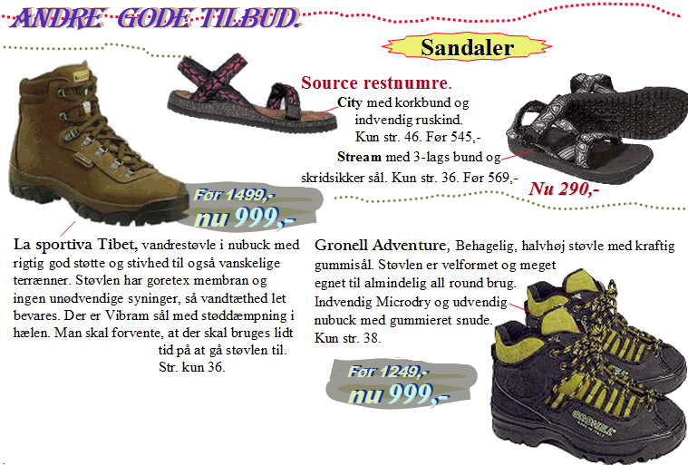Tilbud på sandaler, vandresko, vandrestøvler
